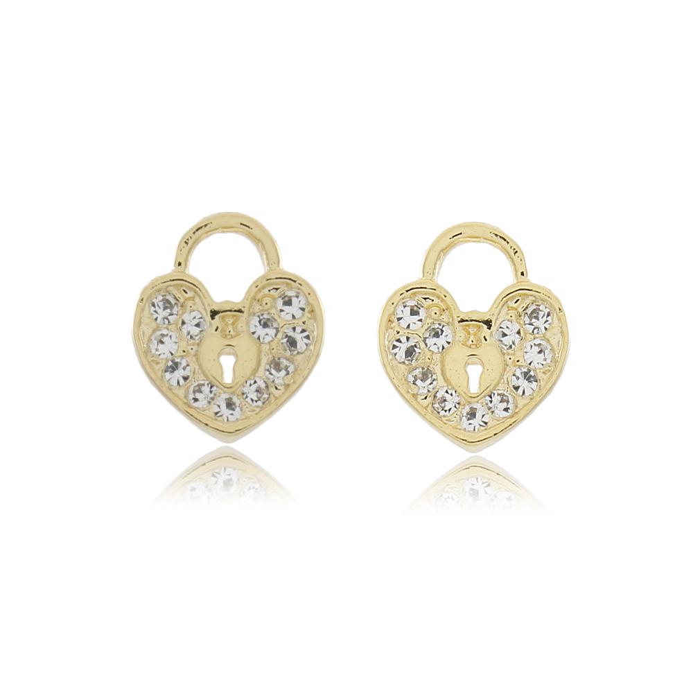 Tarnish Resistant, Nickel free and Hypoallergenic for Sensitive skin, Apparel and Accessories, Jewelry, Earrings 2 Tone Heart Stud Earring Finished in 18K Yellow Gold Women Jewelry 36531