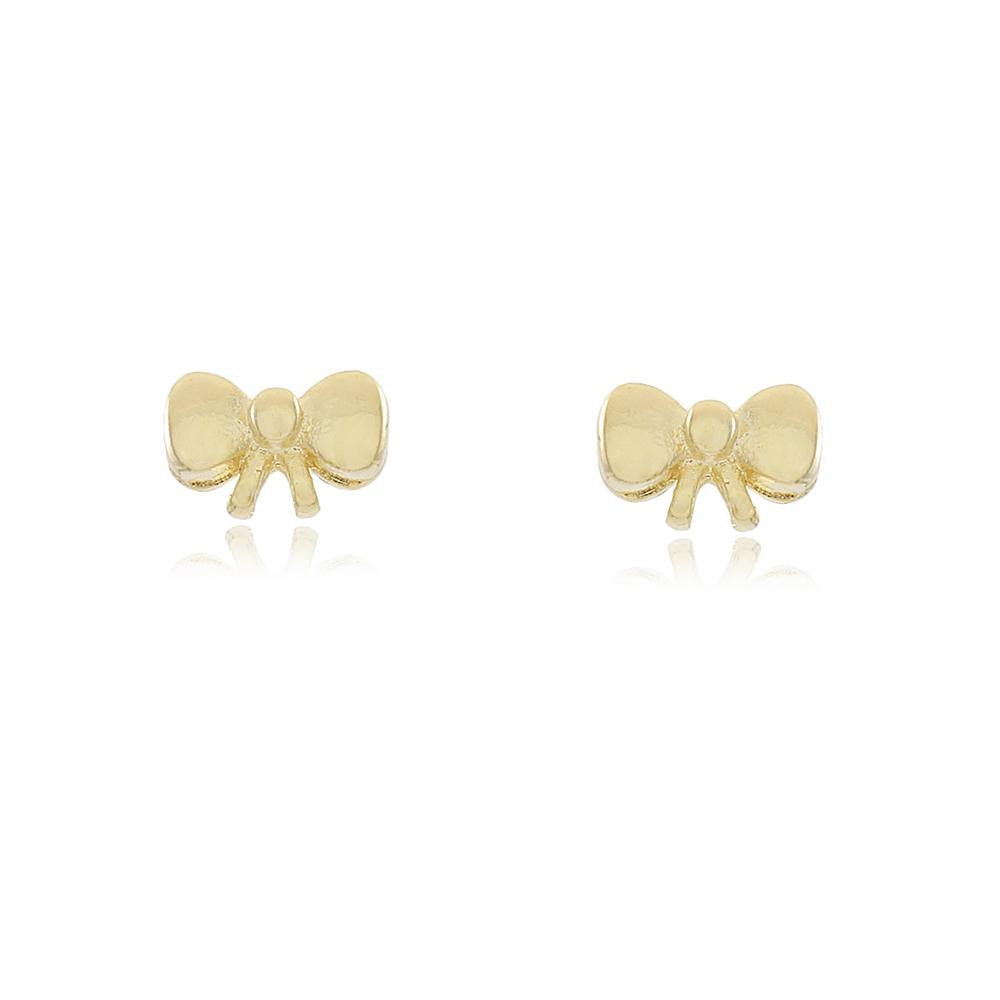 Tarnish Resistant, Nickel free and Hypoallergenic for Sensitive skin, Apparel and Accessories, Jewelry, Earrings Bow Tie Stud Earring Finished in 18K Yellow Gold Women Jewelry 36541