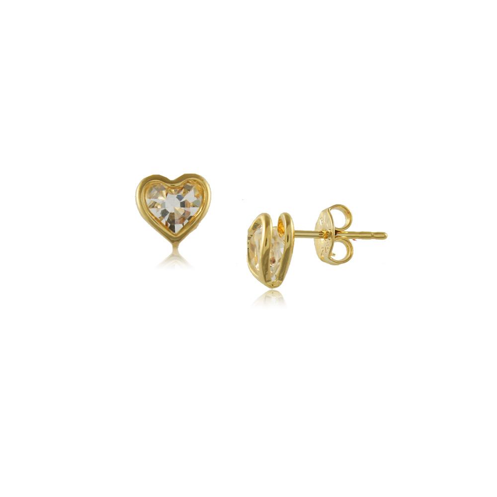 Tarnish Resistant, Nickel free and Hypoallergenic for Sensitive skin, Apparel and Accessories, Jewelry, Earrings Heart Stud Earring Finished in 18K Yellow Gold Women Jewelry 37365