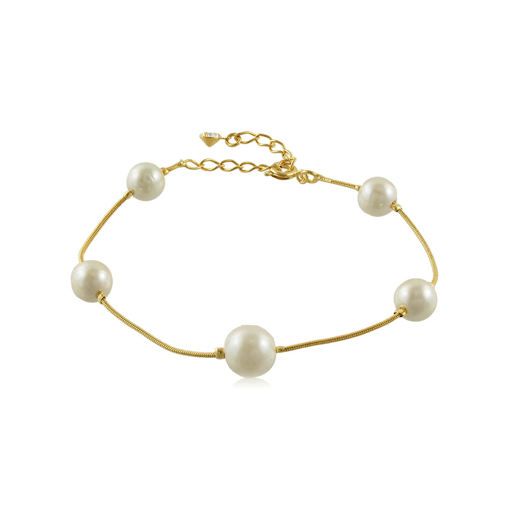 Tarnish Resistant, Nickel free and Hypoallergenic for Sensitive skin, Apparel and Accessories, Jewelry, Bracelets Pearl Bracelet Finished in 18K Yellow Gold Women Jewelry 40025R