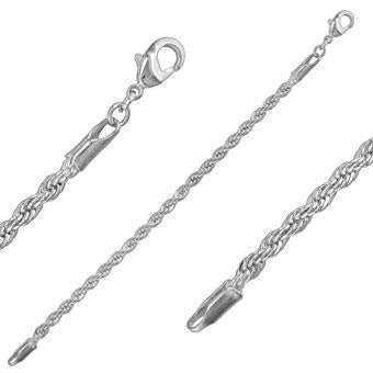 Tarnish Resistant, Nickel free and Hypoallergenic for Sensitive skin, Apparel and Accessories, Jewelry, Necklaces Rope Chain Necklace Finished in White Gold Women Jewelry 40597B