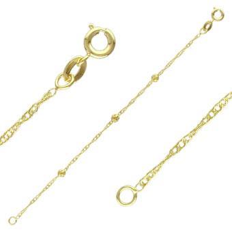 Tarnish Resistant, Nickel free and Hypoallergenic for Sensitive skin, Apparel and Accessories, Jewelry, Necklaces Ball Singapore Chain Necklace Finished in 18K Yellow Gold Women Jewelry 40851 45cm/18in