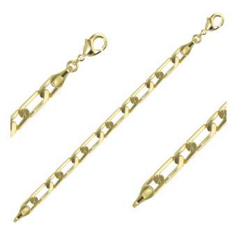 Tarnish Resistant, Nickel free and Hypoallergenic for Sensitive skin, Apparel and Accessories, Jewelry, Necklaces Flat Figaro Chain Necklace Finished in 18K Yellow Gold Men Jewelry 41568 60cm/24in