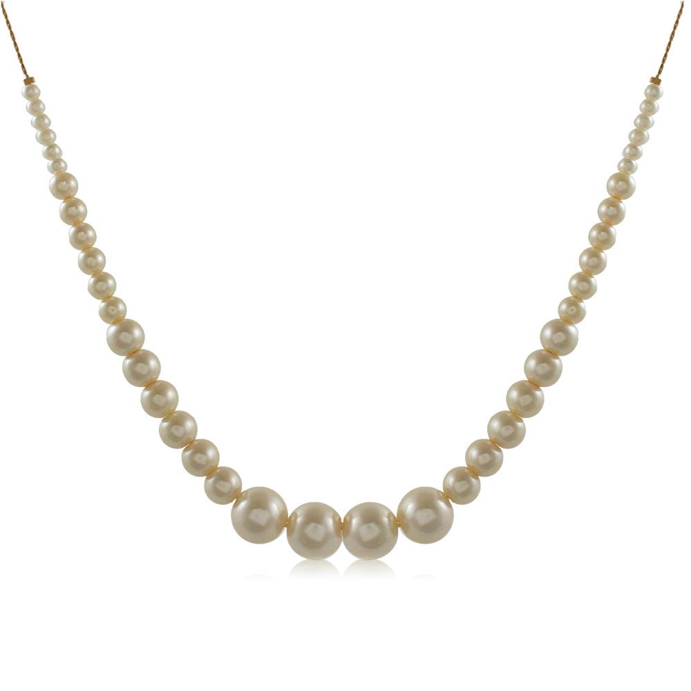 Tarnish Resistant, Nickel free and Hypoallergenic for Sensitive skin, Apparel and Accessories, Jewelry, Necklaces Pearl Necklace Finished in 18K Yellow Gold Women Jewelry 46089