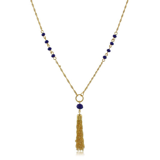 Tarnish Resistant, Nickel free and Hypoallergenic for Sensitive skin, Apparel and Accessories, Jewelry, Necklaces Necklace Finished in 18K Yellow Gold Women Jewelry 46094 Royal Blue 80cm/32in