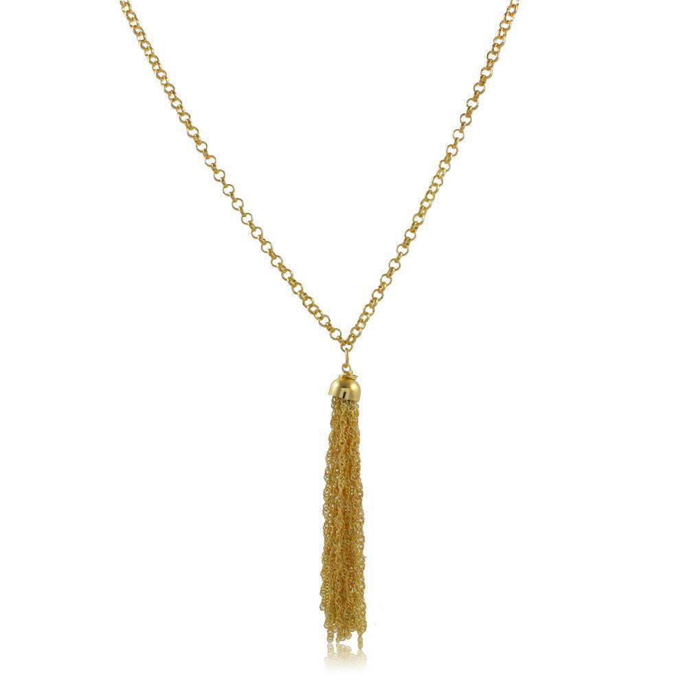 Tarnish Resistant, Nickel free and Hypoallergenic for Sensitive skin, Apparel and Accessories, Jewelry, Necklaces Chain Tassel Necklace Finished in 18K Yellow Gold Women Jewelry 46097