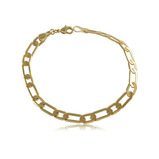 Tarnish Resistant, Nickel free and Hypoallergenic for Sensitive skin, Apparel and Accessories, Jewelry, Bracelets Flat Figaro Chain Bracelet Finished in 18K Yellow Gold Men Jewelry 51566 18cm/7in