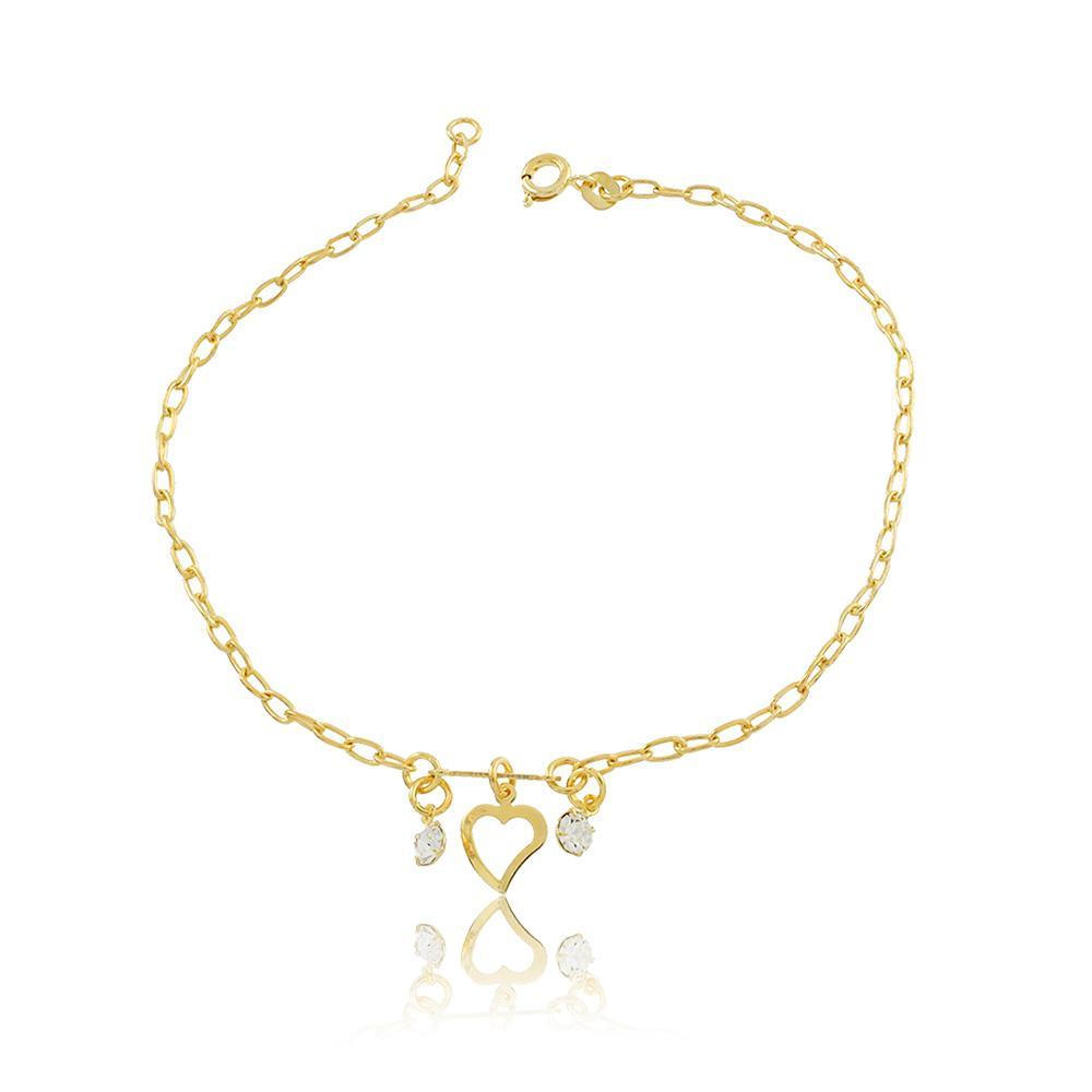 Tarnish Resistant, Nickel free and Hypoallergenic for Sensitive skin, Apparel and Accessories, Jewelry, Anklets Dainty Heart Charm Anklet Finished in 18K Yellow Gold Women Jewelry 58002