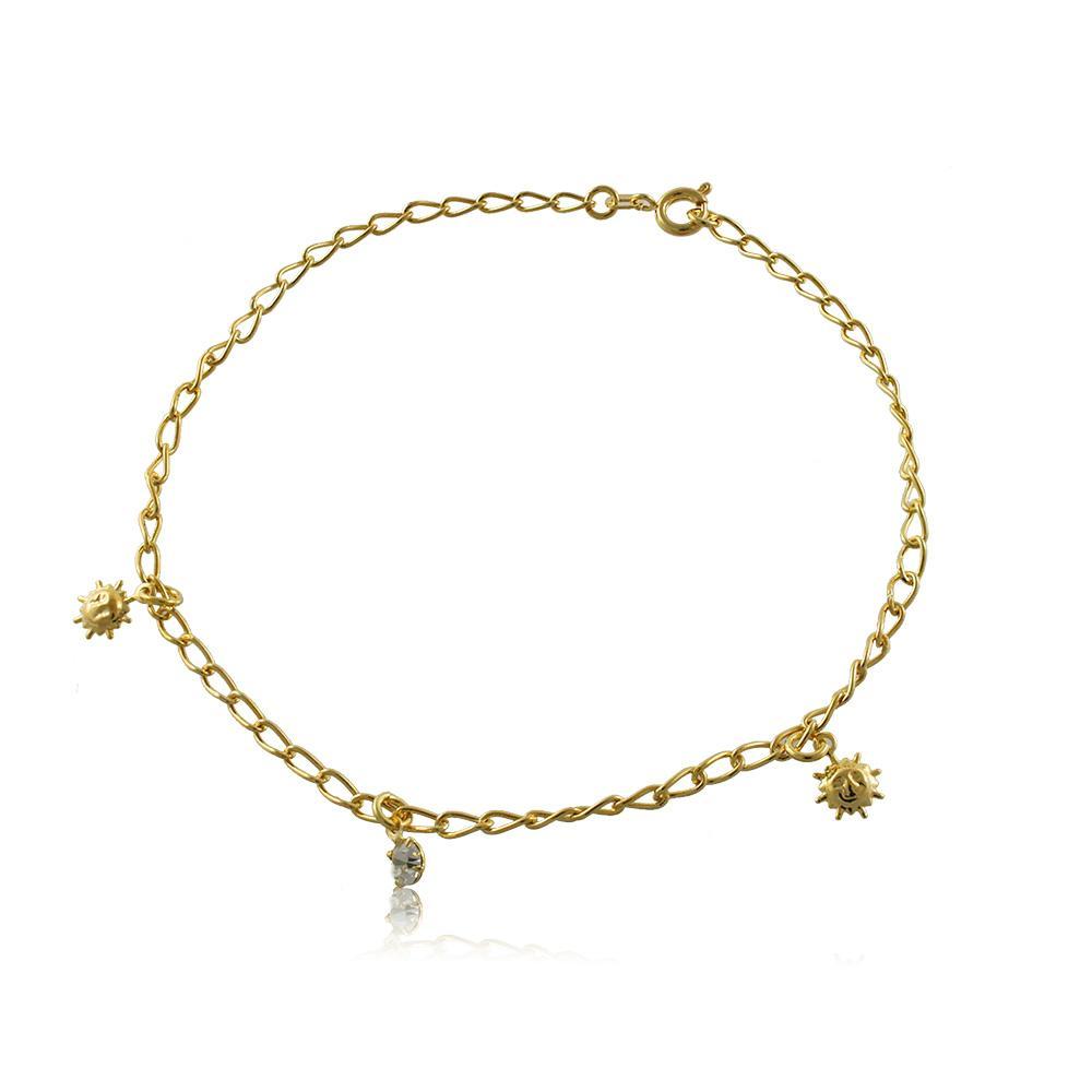 Tarnish Resistant, Nickel free and Hypoallergenic for Sensitive skin, Apparel and Accessories, Jewelry, Anklets Delicate Sun Charm Anklet Finished in 18K Yellow Gold Women Jewelry 58004