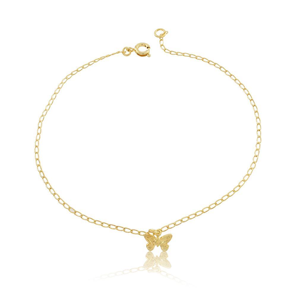 Tarnish Resistant, Nickel free and Hypoallergenic for Sensitive skin, Apparel and Accessories, Jewelry, Anklets Dainty Butterfly Charm Anklet Finished in 18K Yellow Gold Women Jewelry 58005