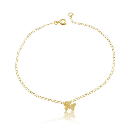 Tarnish Resistant, Nickel free and Hypoallergenic for Sensitive skin, Apparel and Accessories, Jewelry, Anklets Dainty Butterfly Charm Anklet Finished in 18K Yellow Gold Women Jewelry 58005