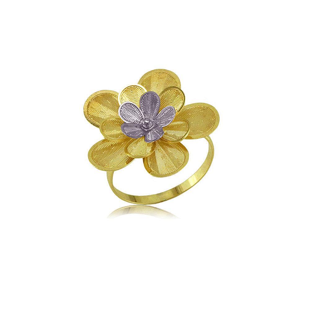 Tarnish Resistant, Nickel free and Hypoallergenic for Sensitive skin, Apparel and Accessories, Jewelry, Rings Flower Ring Finished in 18K Yellow Gold Women Jewelry 62419 6