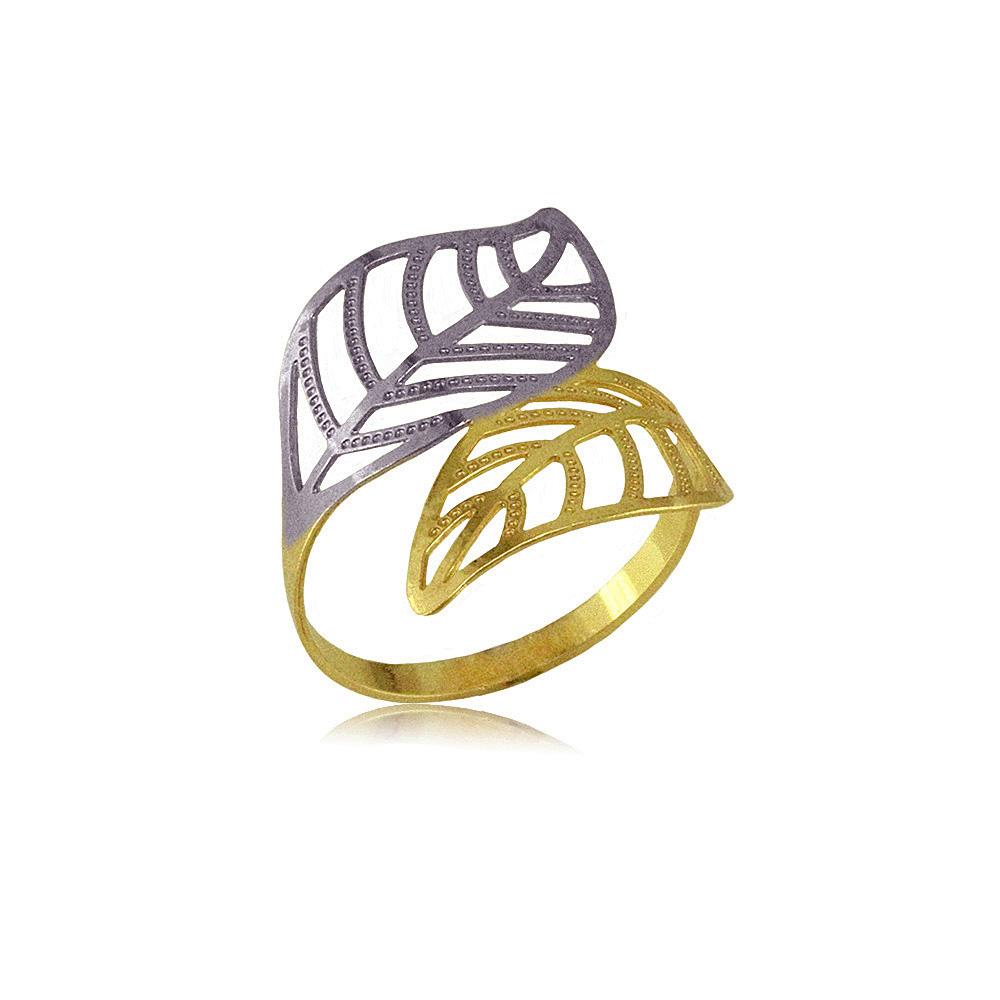 Tarnish Resistant, Nickel free and Hypoallergenic for Sensitive skin, Apparel and Accessories, Jewelry, Rings Leaf Ring Finished in 18K Yellow Gold Women Jewelry 62423 6