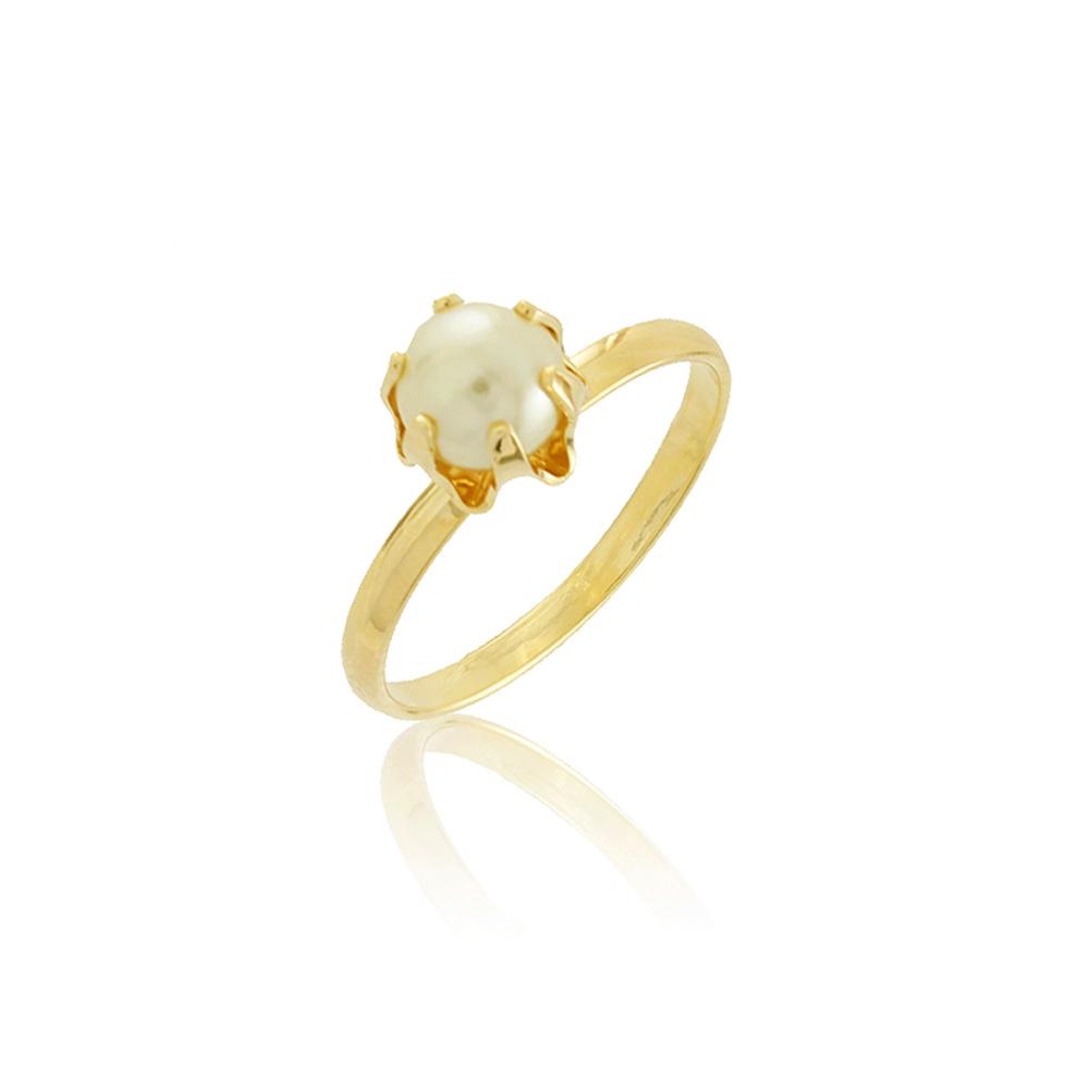 Tarnish Resistant, Nickel free and Hypoallergenic for Sensitive skin, Apparel and Accessories, Jewelry, Rings Pearl Ring Finished in 18K Yellow Gold Women Jewelry 66001 6