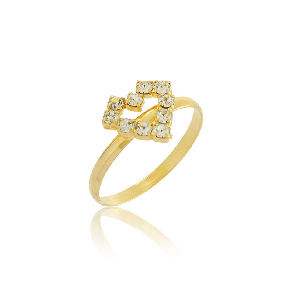 Tarnish Resistant, Nickel free and Hypoallergenic for Sensitive skin, Apparel and Accessories, Jewelry, Rings Heart with Clear Crystal Ring Finished in 18K Yellow Gold Women Jewelry 66003 6