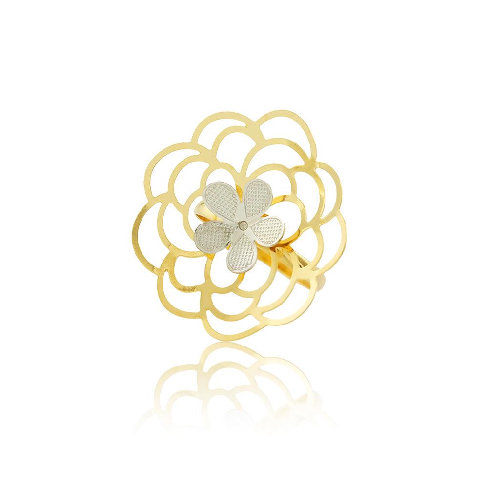 Tarnish Resistant, Nickel free and Hypoallergenic for Sensitive skin, Apparel and Accessories, Jewelry, Rings Flower Ring Finished in 18K Yellow Gold Women Jewelry 66032 6