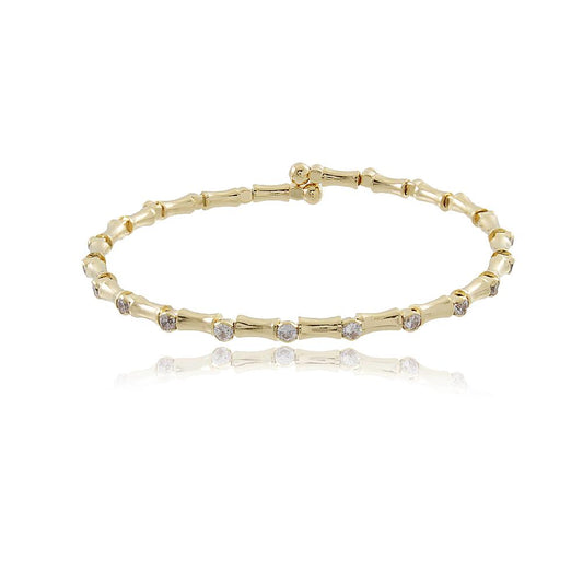 Tarnish Resistant, Nickel free and Hypoallergenic for Sensitive skin, Apparel and Accessories, Jewelry, Bracelets Cane Style Crystal Bracelet Finished in 18K Yellow Gold Women Jewelry 86019