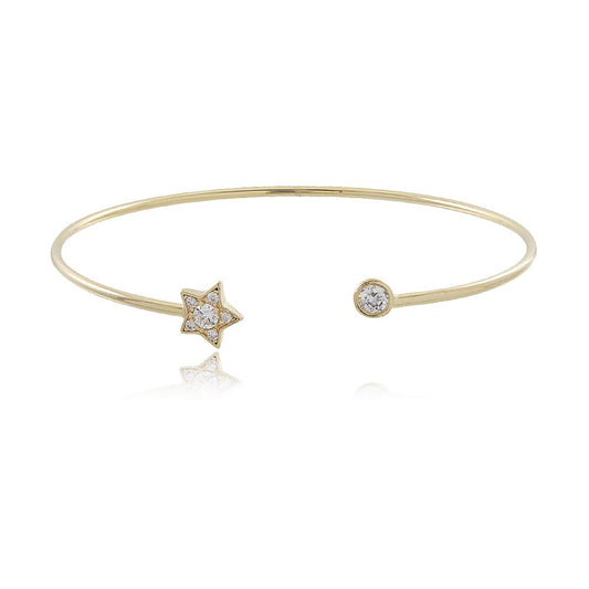 Tarnish Resistant, Nickel free and Hypoallergenic for Sensitive skin, Apparel and Accessories, Jewelry, Bracelets Star and Crystal Bracelet Finished in 18K Yellow Gold Women Jewelry 86020