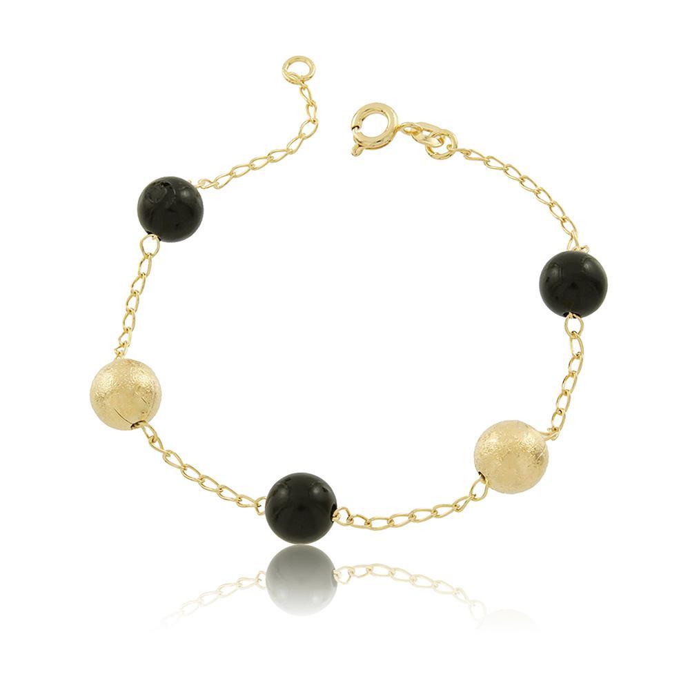 Tarnish Resistant, Nickel free and Hypoallergenic for Sensitive skin, Apparel and Accessories, Jewelry, Bracelets Metal and Resin Spheres Bracelet Finished in 18K Yellow Gold Women Jewelry 86078