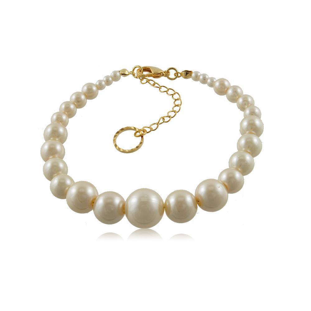 Tarnish Resistant, Nickel free and Hypoallergenic for Sensitive skin, Apparel and Accessories, Jewelry, Bracelets Pearl Bracelet Finished in 18K Yellow Gold Women Jewelry 86102