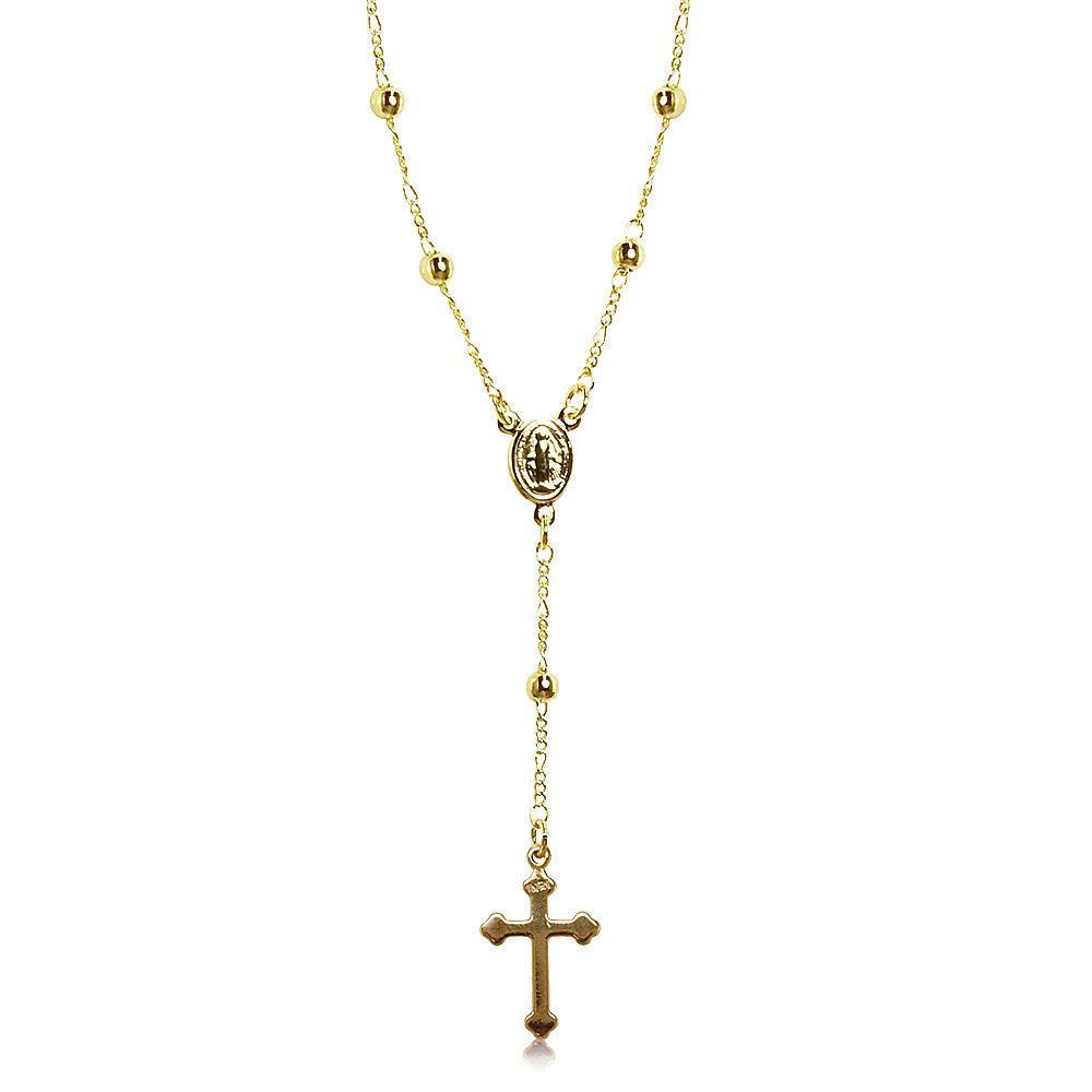 Tarnish Resistant, Nickel free and Hypoallergenic for Sensitive skin, Religious and Cerimonial, Religious Items Rosary Finished in 18K Yellow Gold Religious Jewelry 92010