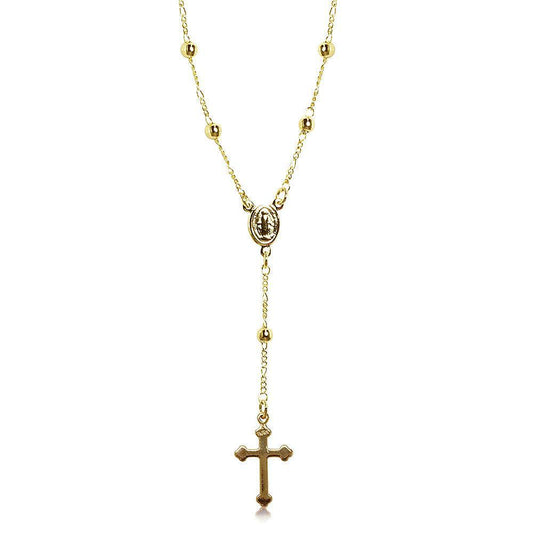 Tarnish Resistant, Nickel free and Hypoallergenic for Sensitive skin, Religious and Cerimonial, Religious Items Rosary Finished in 18K Yellow Gold Religious Jewelry 92010