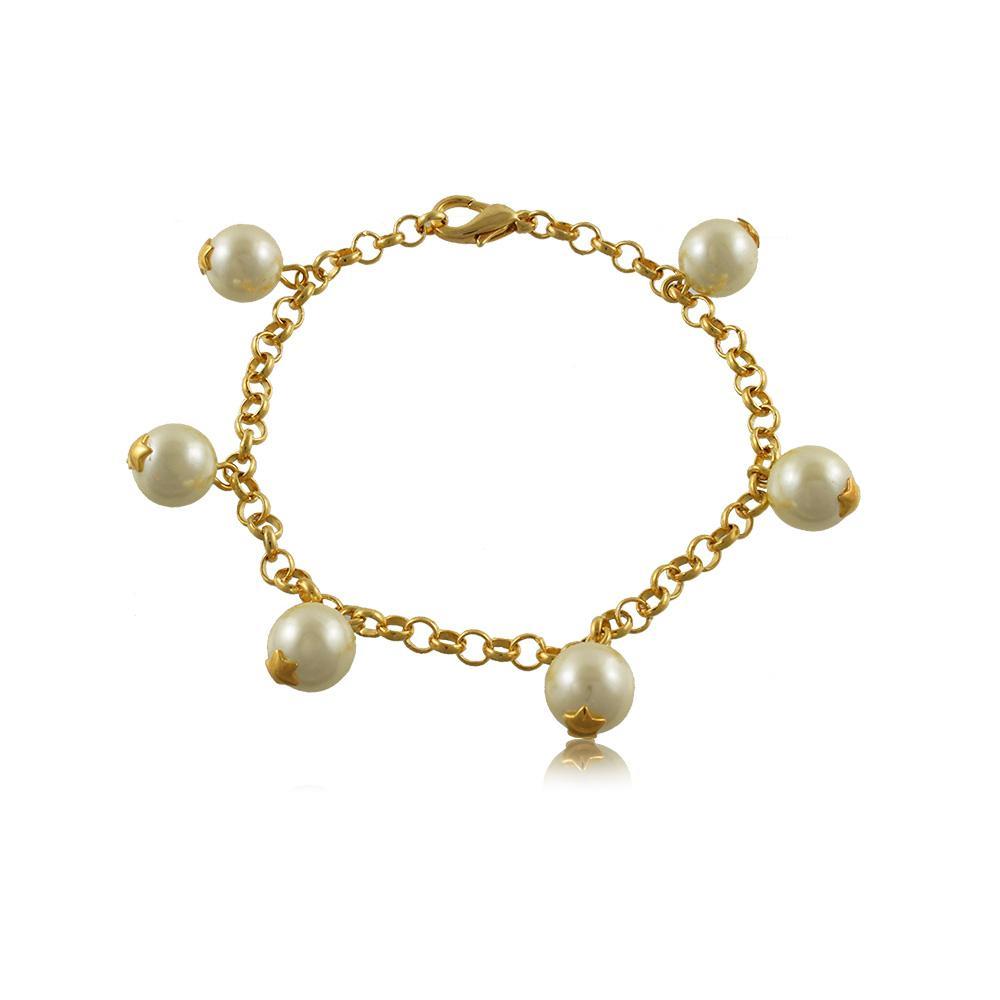 Tarnish Resistant, Nickel free and Hypoallergenic for Sensitive skin, Apparel and Accessories, Jewelry, Bracelets Pearl Bracelet Finished in 18K Yellow Gold Women Jewelry 93106